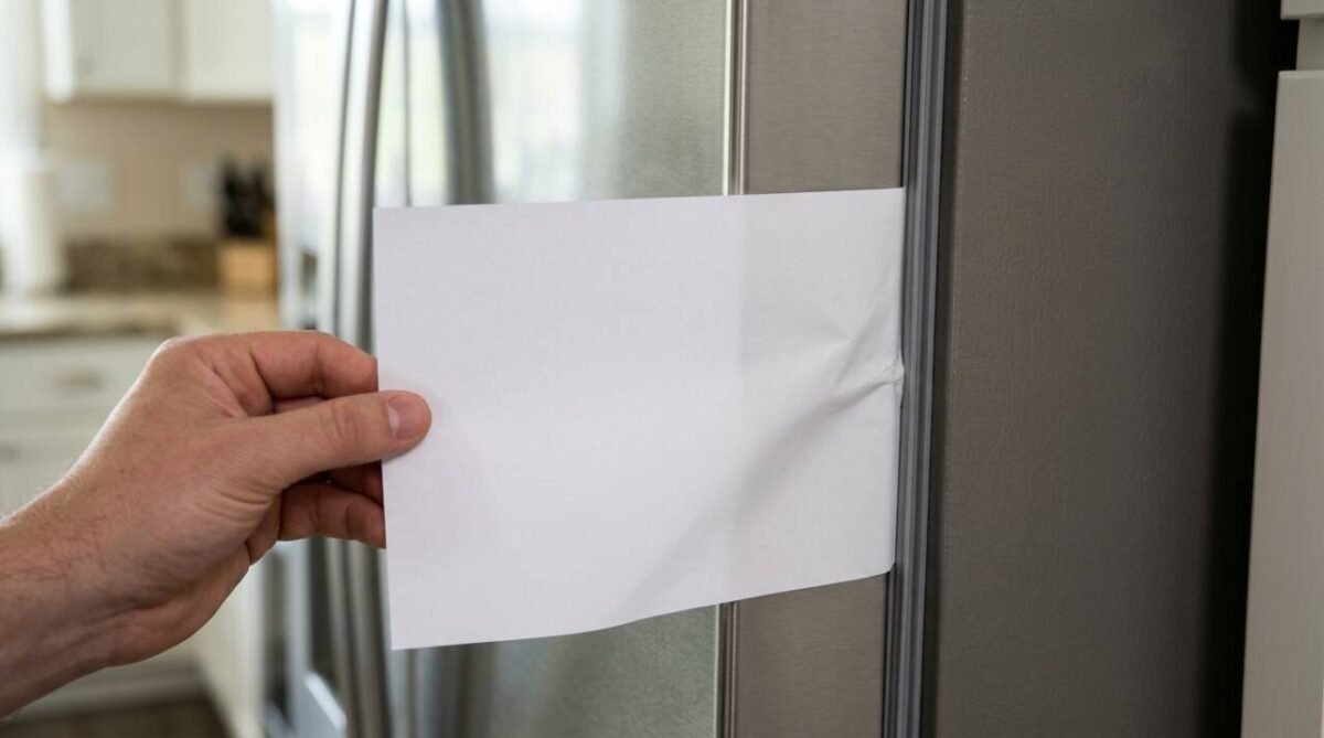 A borracha da geladeira parece normal até uma simples folha de papel revelar que a porta já não está vedando como deveria