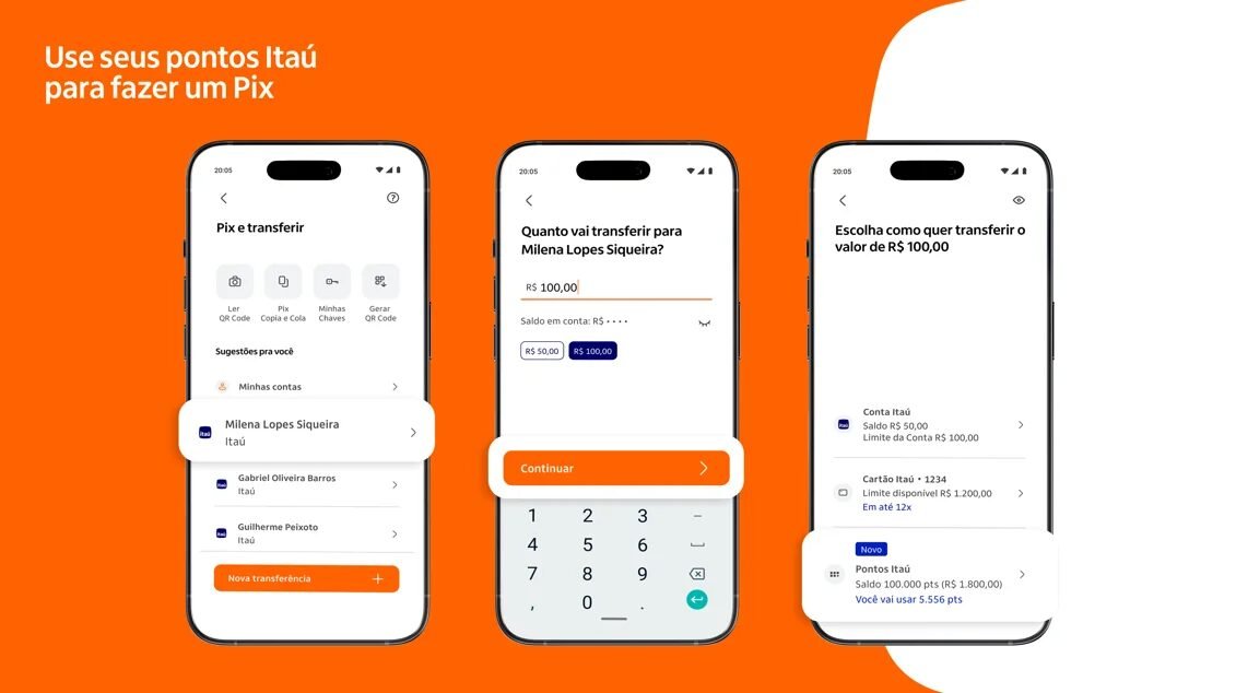 App do Itaú ganha pagamento de Pix com pontos acumulados na conta