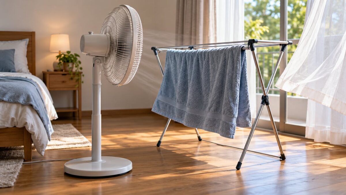 Arquiteto: “Para refrescar o quarto e dormir melhor quando estiver calor, coloque uma toalha atrás do ventilador; a água, ao evaporar, diminuirá a temperatura.”