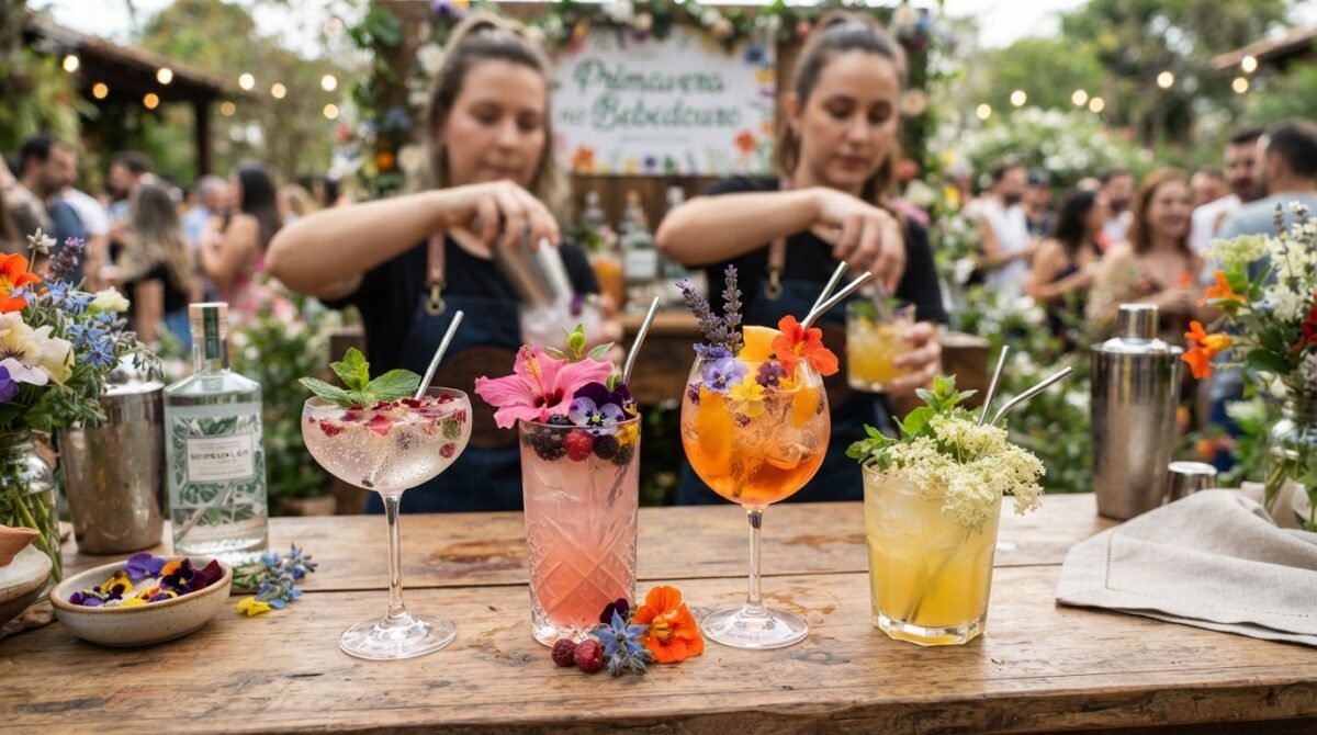 Bebedouro leva a primavera à mesa com festival de coquetéis e flores comestíveis