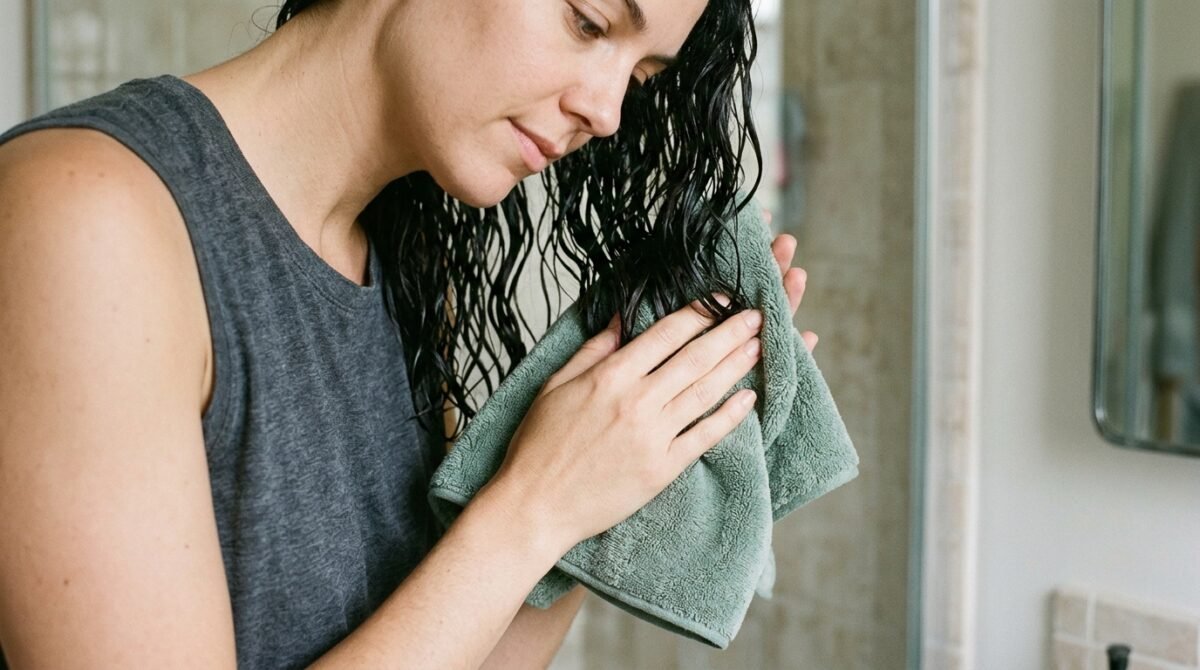 Cabeleireiros explicam por que esfregar os cabelos com a toalha depois do banho pode aumentar o frizz e qual é a maneira mais delicada de retirar o excesso de água dos fios