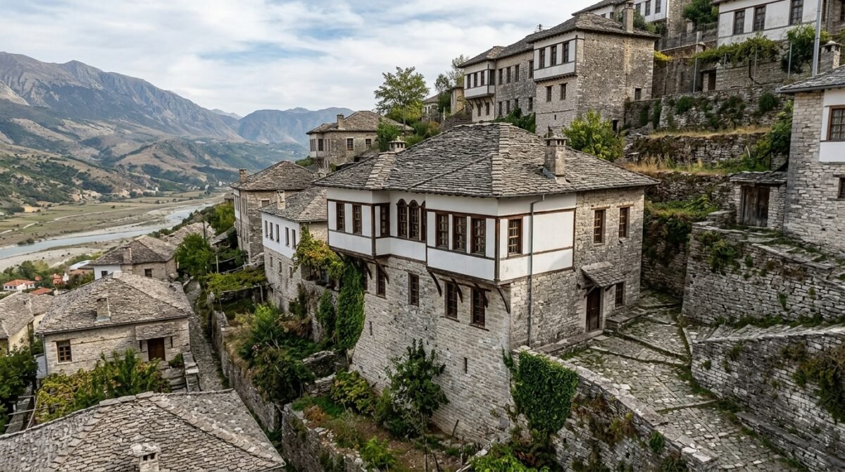Casas de dois andares desenvolvidas no século XVII, bazar e construções religiosas: a cidade albanesa no vale do Drinos que preserva uma forma de viver marcada pelo período otomano