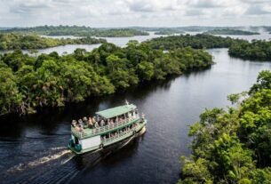 Cerca de 400 ilhas formam um labirinto natural de canais, lagos e florestas alagadas que mudam de aparência conforme o nível do Rio Negro: o parque nacional do Amazonas com mais de 350 mil hectares onde praias de areia surgem durante a vazante e animais amazônicos encontram proteção.