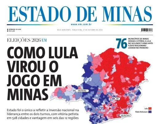 CONFIRA A CAPA DO ESTADO DE MINAS DO DIA 27/10/2026