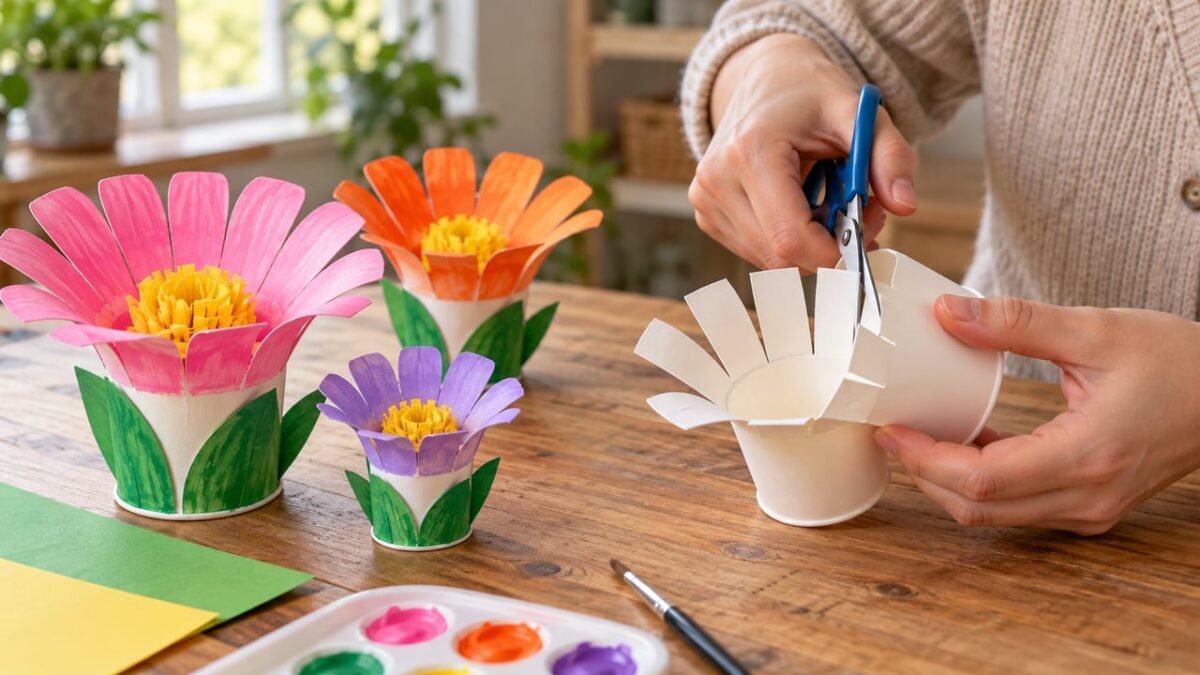 Decore sua casa com copos de papel, faça 2 itens decorativos assim