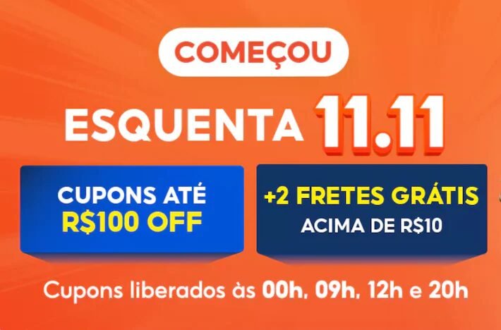 Esquenta 11.11 da Shopee começa com cupom exclusivos e ofertas variadas