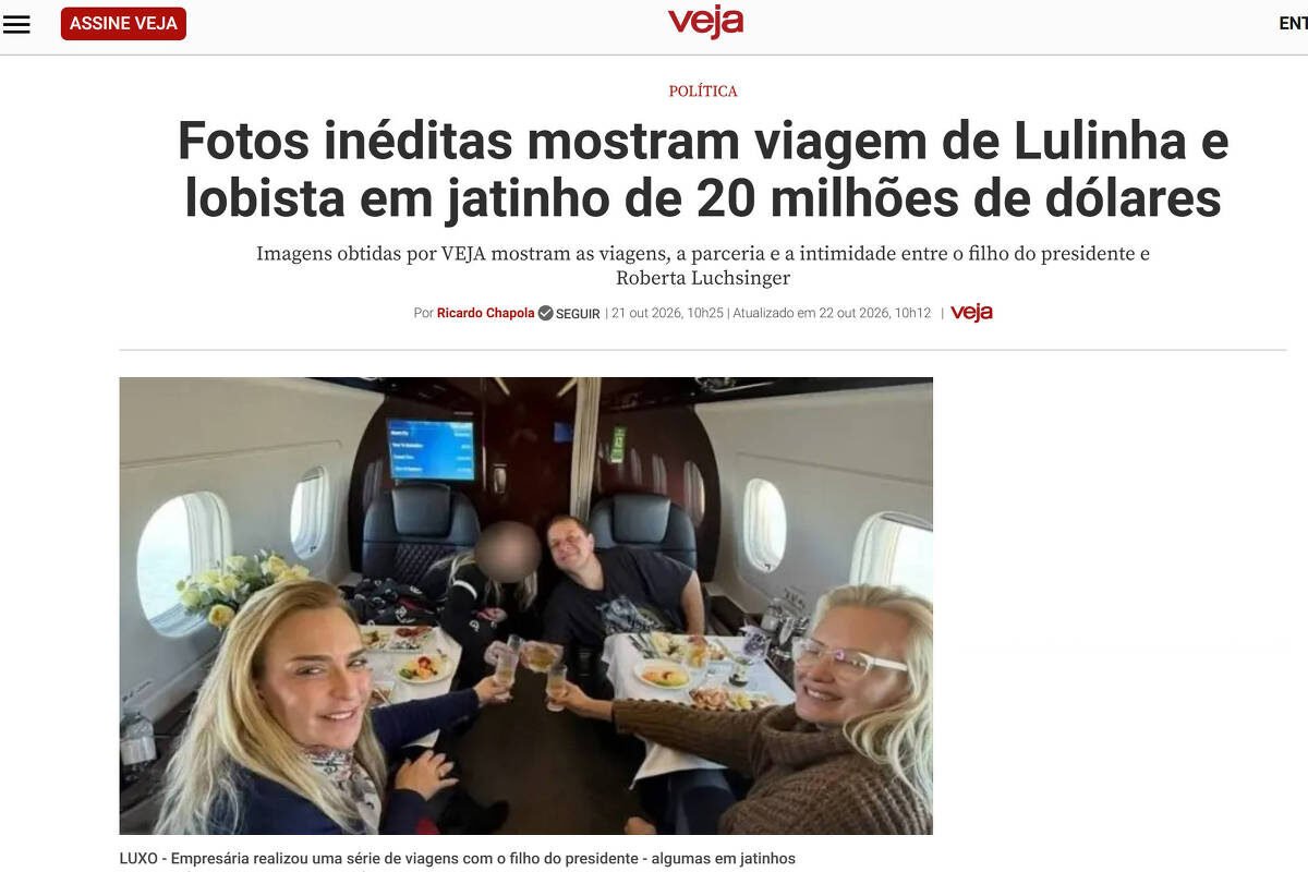 Fotos mostram Lulinha em jato com lobista investigada pela PF