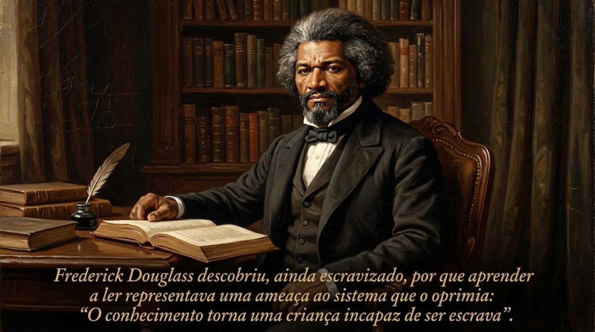 Frederick Douglass descobriu, ainda escravizado, por que aprender a ler representava uma ameaça ao sistema que o oprimia: “O conhecimento torna uma criança incapaz de ser escrava”.