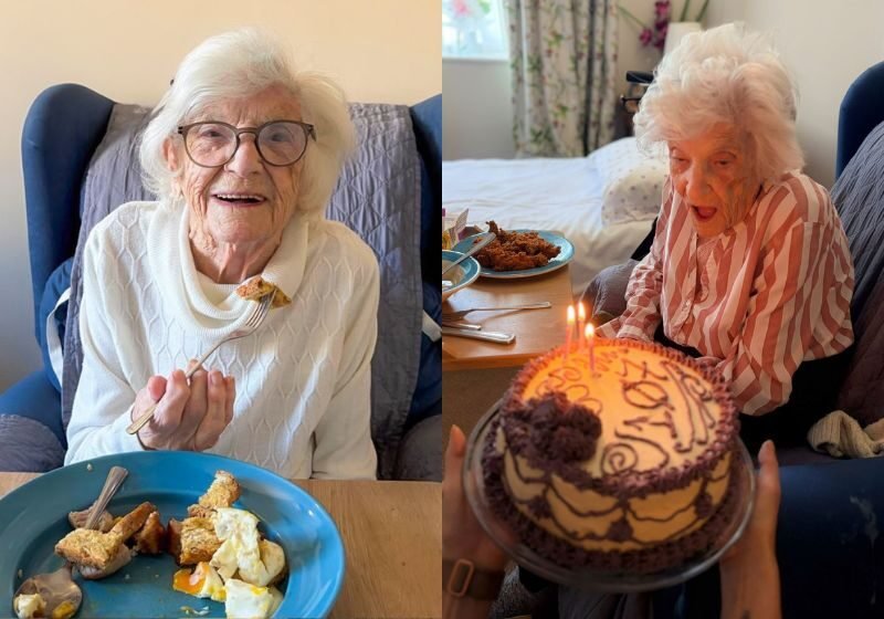 Idosa faz 107 anos e diz que bacon, ovos, bala de goma e amor são segredos para viver tanto