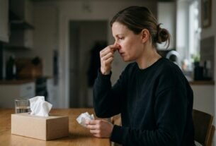 Inclinar a cabeça para trás durante um sangramento nasal parece ajudar a conter o sangue, mas pode fazê-lo escorrer para a garganta: autoridades australianas recomendam sentar e inclinar o rosto para a frente