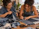 Mãe e filha de Fortaleza reaproveitam calças jeans descartadas, transformam retalhos em roupas autorais e criam negócio depois de mais de 20 anos de trabalho formal