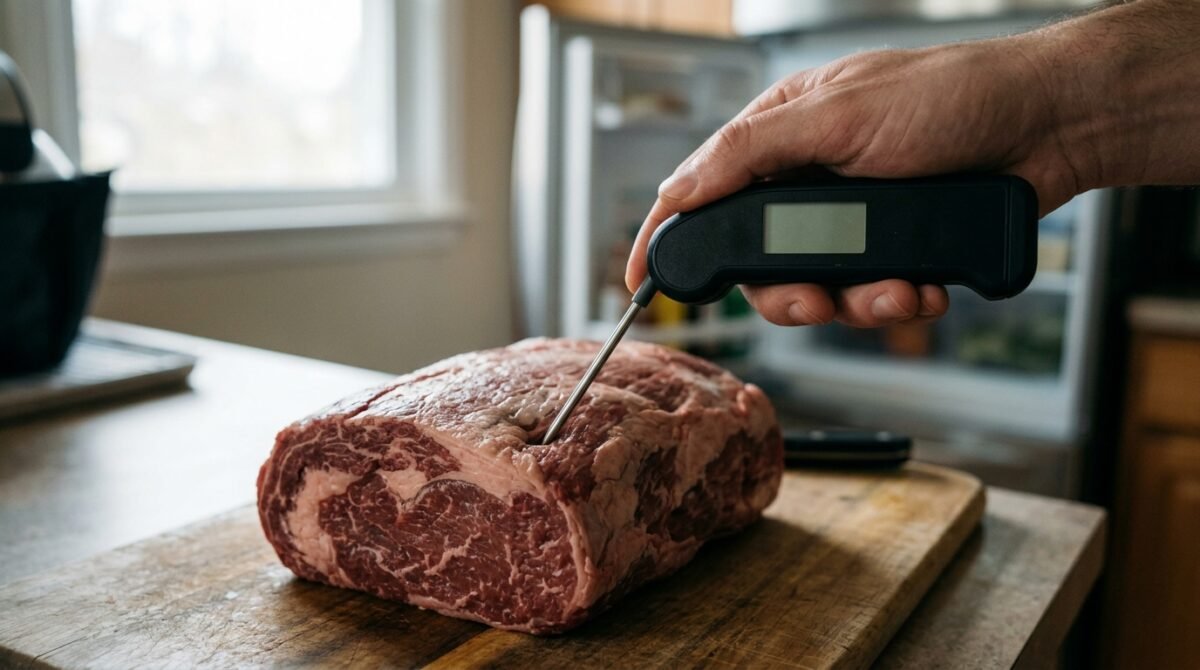 Manter a carne congelada durante uma interrupção de energia ajuda a evitar o desperdício, mas há uma condição: ela deve continuar com cristais de gelo ou a 4 °C ou menos.