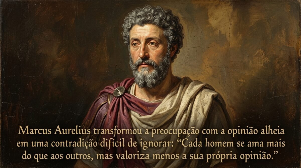 Marco Aurélio transformou a preocupação com a opinião alheia em uma contradição difícil de ignorar: “Cada homem ama a si mesmo mais que aos outros, mas valoriza menos a própria opinião”