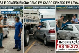 Motorista deixa carro em lava a jato para uma lavagem comum e recebe o veículo com danos na lateral e na traseira após funcionário bater contra um caminhão estacionado; entregar um automóvel avariado durante a prestação do serviço pode terminar em R$ 19.373,67 de indenização pelos prejuízos