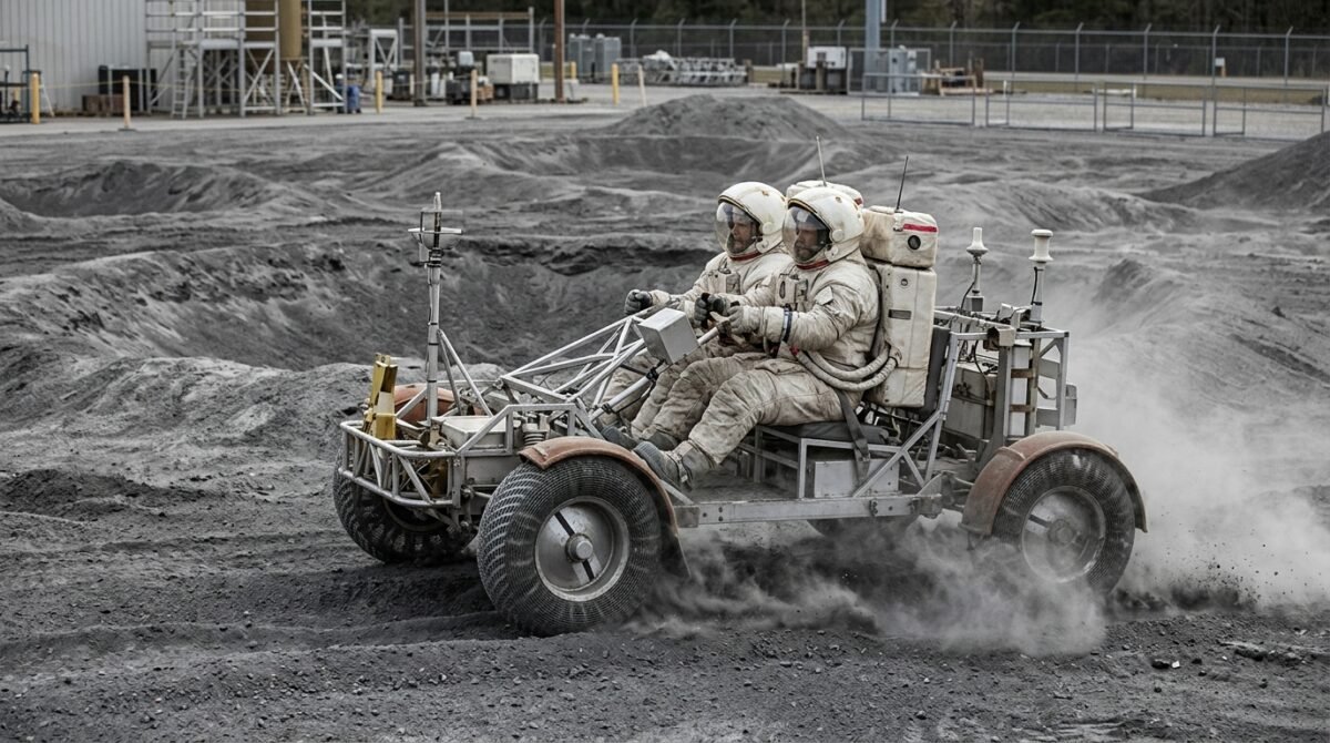 NASA divulga imagens de astronautas testando o rover Pegasus: veículos lunares poderão percorrer até 6 km por dia para mapear o polo sul da Lua