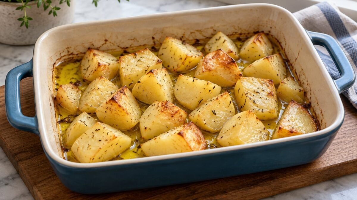 Os cozinheiros concordam: “Para obter batatas assadas douradas, não adicione mais óleo, mas sim 2 colheres de sopa de amido de milho”