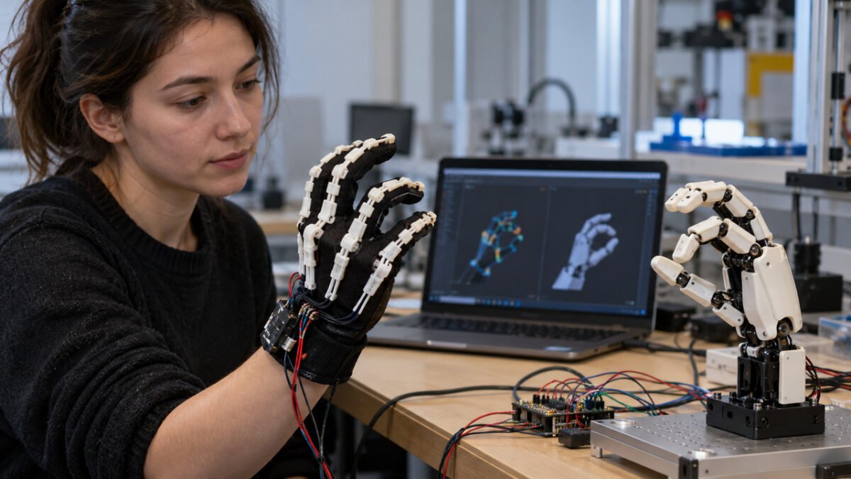 Pesquisadores criam sistema de impressão 3D que transforma abajur em objeto sensível ao toque e faz luva reproduzir movimentos numa mão robótica