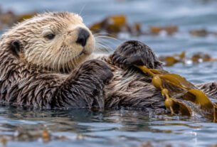 Por que algumas lontras-marinhas se enrolam em algas quando vão descansar na água?