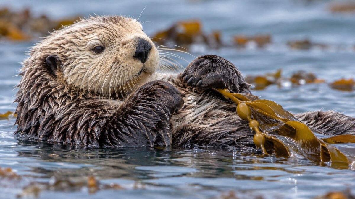 Por que algumas lontras-marinhas se enrolam em algas quando vão descansar na água?