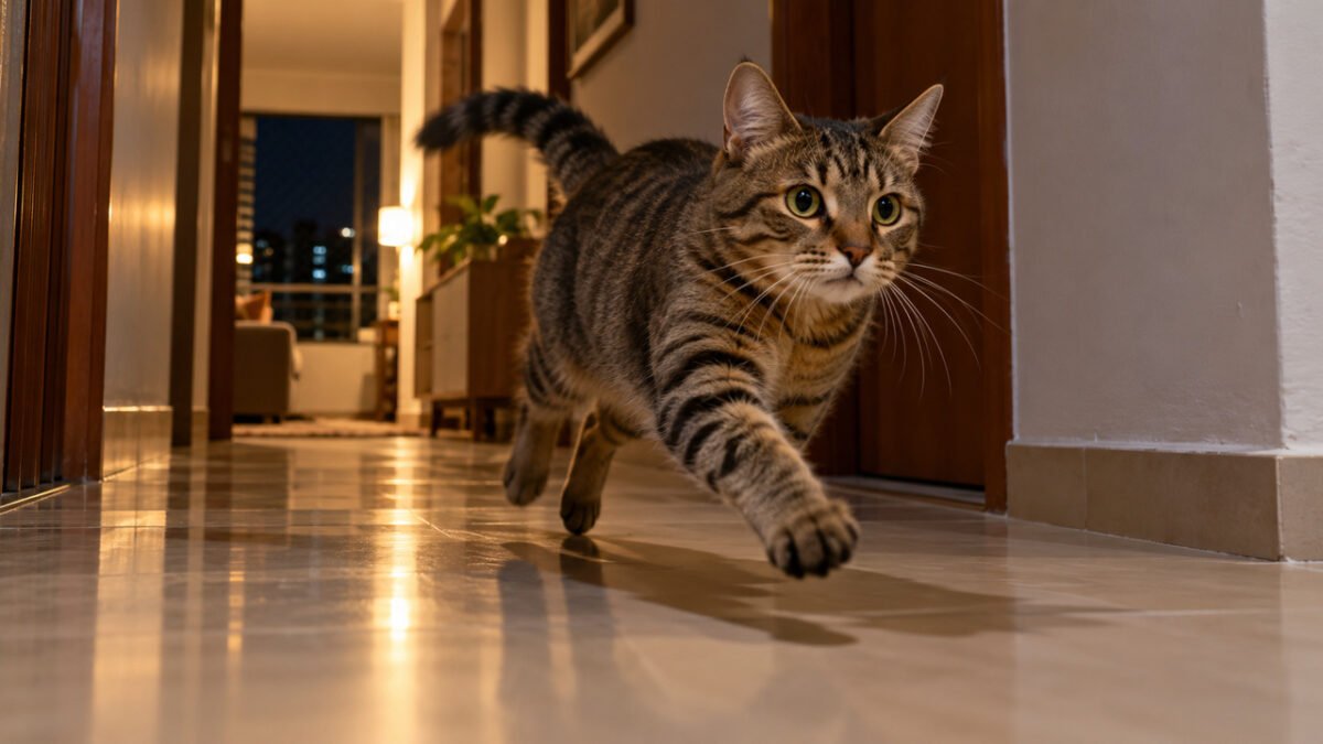 Por que seu gato corre pela casa durante a madrugada mesmo depois de brincar o dia inteiro?
