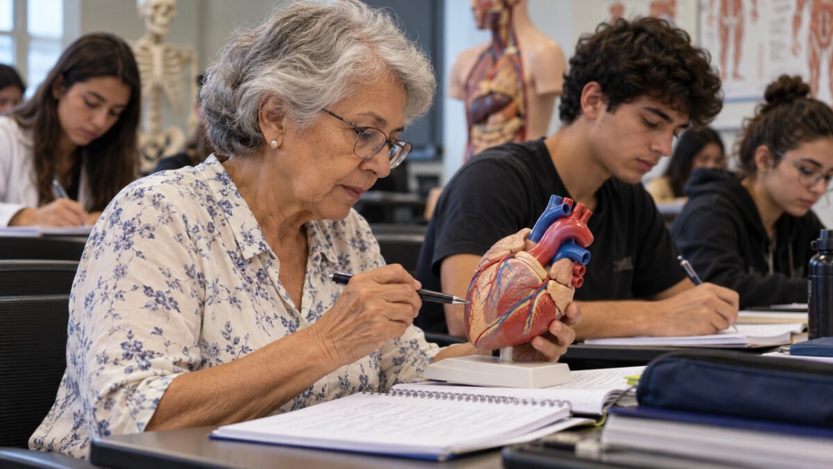 Professora aposentada de 73 anos realiza sonho de infância, entra em Medicina depois de duas graduações e pretende concluir curso aos 80