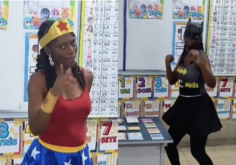 Professora usa Batman, Xuxa e Mulher-Maravilha, alfabetiza 100% dos alunos e ganha prêmio