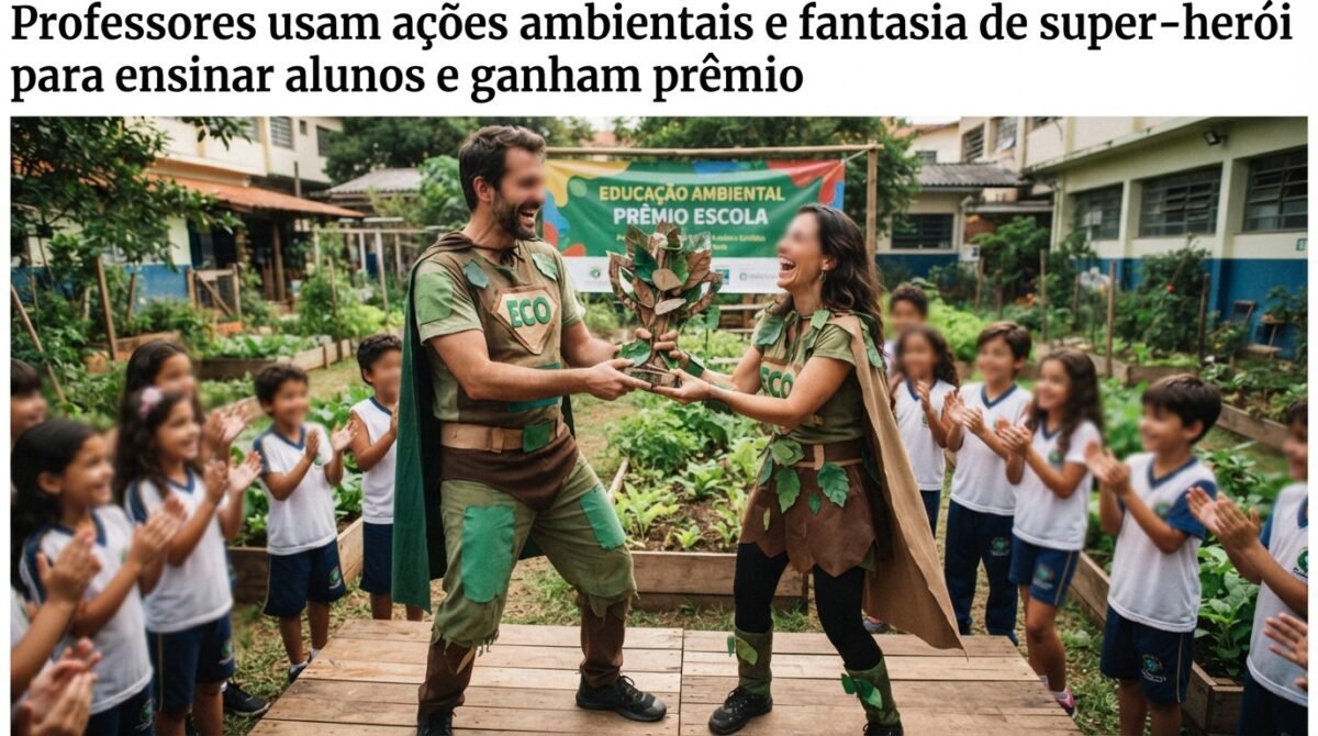 Professores usam ações ambientais e fantasia de super-herói para ensinar alunos e ganham prêmio