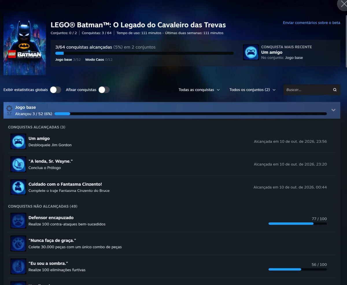 Reformulação no Steam agora separa conquistas do jogo base e expansões
