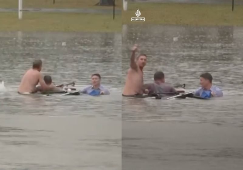 Repórter salva motorista em carro que afundava em enchente na Austrália; vídeo