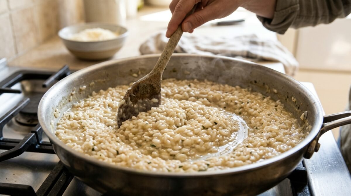 Risoto cremoso: por que a escolha do arroz faz diferença antes mesmo de acrescentar manteiga ou queijo
