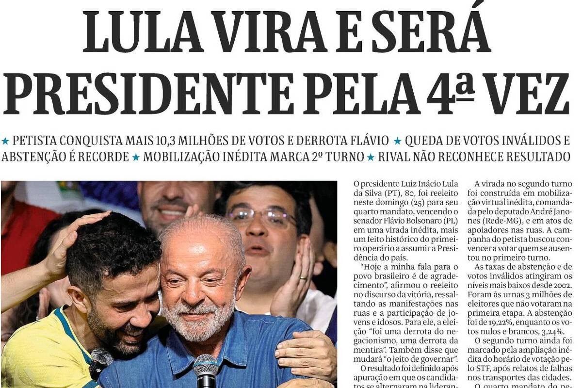 Saiba como comprar exemplares passados da Folha, como o que traz o resultado da eleição