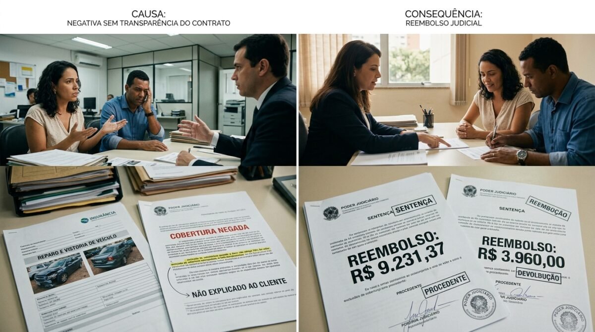Seguradora nega cobertura de veículos danificados alegando que os prejuízos não atingiram 75% do valor dos automóveis, mas não consegue provar que explicou essa limitação aos clientes; cláusulas pouco claras podem terminar em ressarcimentos de R$ 9.231,37 para uma consumidora e R$ 3.960 para outro motorista