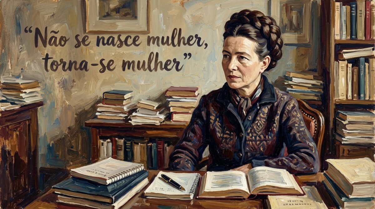 Simone de Beauvoir questionou a ideia de que os papéis atribuídos às mulheres são definidos exclusivamente pela natureza e apresentou, em 1949, uma reflexão sobre a influência da sociedade na construção da identidade feminina: “Não se nasce mulher, torna-se mulher”