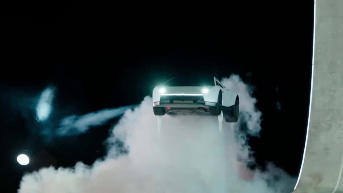 Tesla Flips The Roadster Upside Down In Crazy Flying Demo