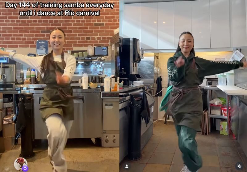 Um CPF para essa gringa! Ela samba na cozinha do Canadá para desfilar no Carnaval do Rio; vídeo