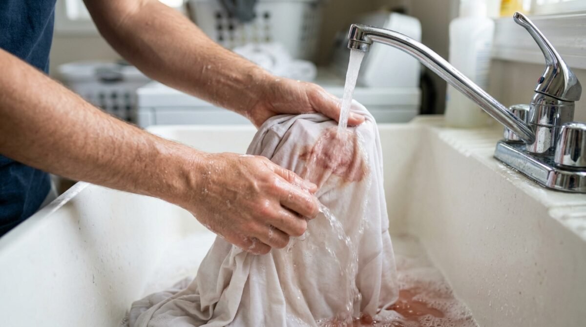 Usar água quente para tirar sangue da roupa parece uma limpeza mais potente, mas pode fixar a mancha: por que começar com água fria faz diferença antes da lavagem
