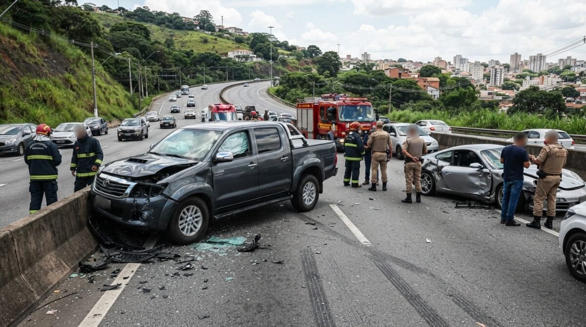 VÍDEO: Suspeita de racha entre Porsche e Hilux no Olhos D’água termina em acidente na BR-356 em BH